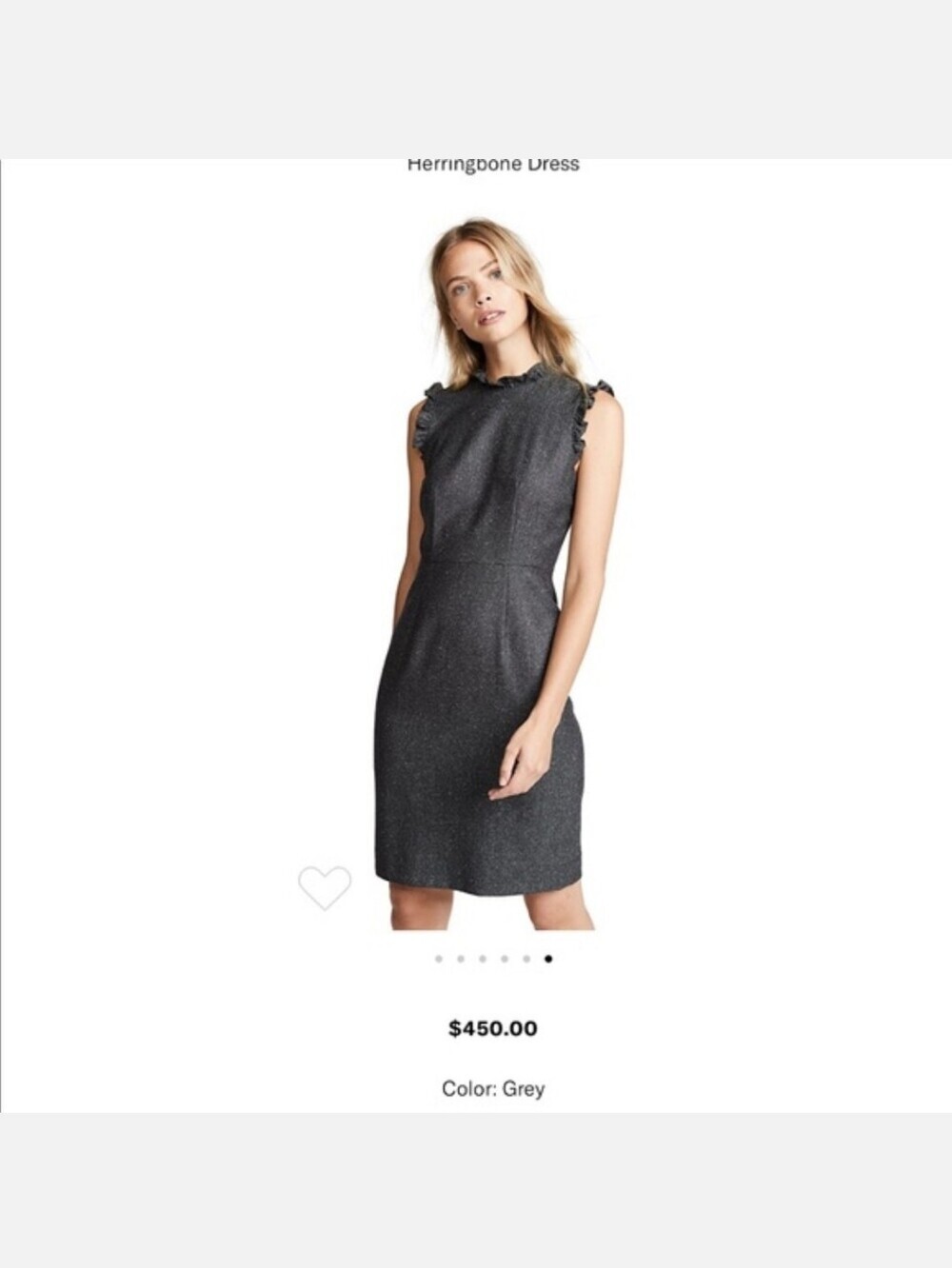Rebecca Taylor Grey Herringbone Ruffle Sheath Dress